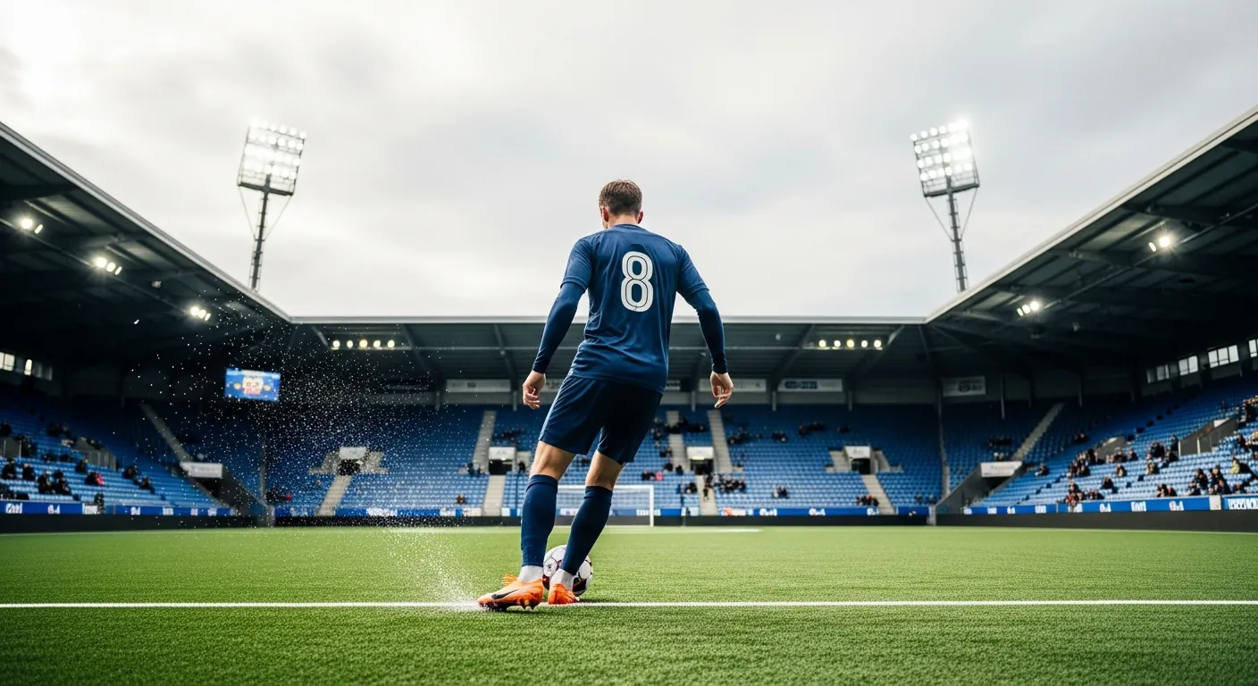 Ruben Kristensen Alte i Viking-drakt på midtbanen