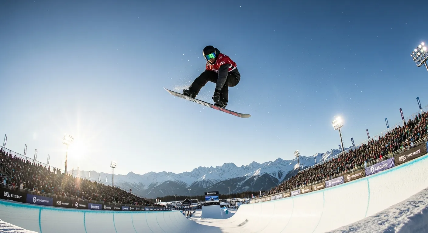 Ayumu Hirano i snowboard halfpipe under konkurranse