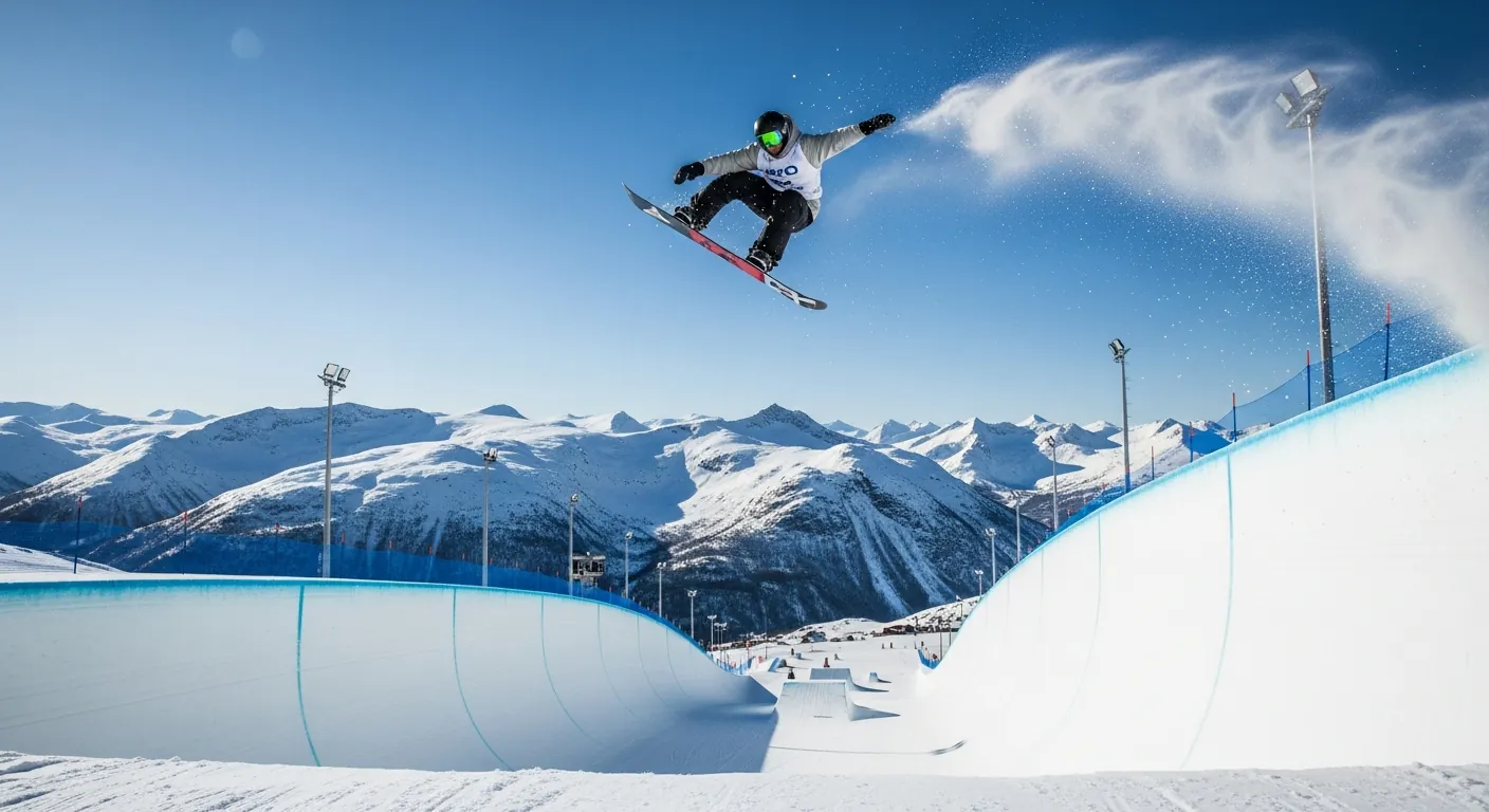 Kjersti Buaas i halfpipe under snowboardkjøring