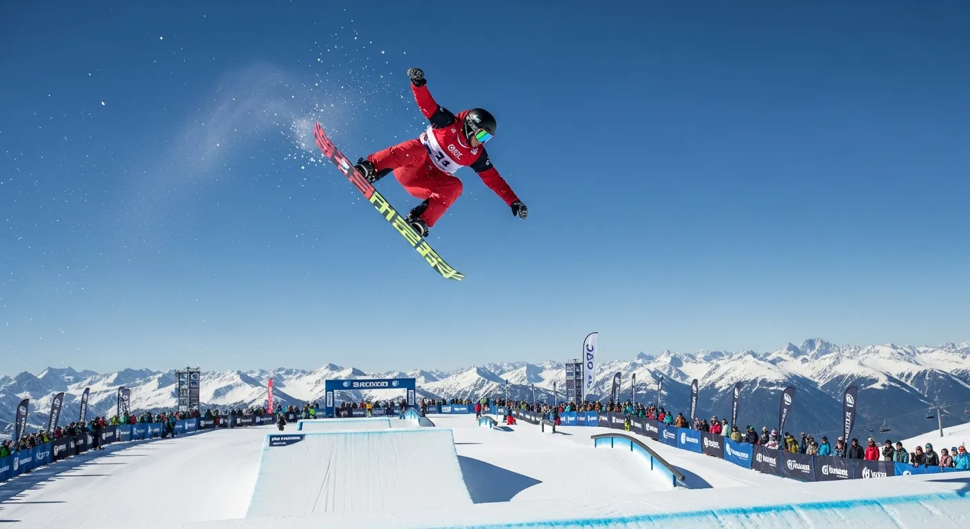 Canadiske snowboarderen Laurie Blouin i slopestyle under konkurranse